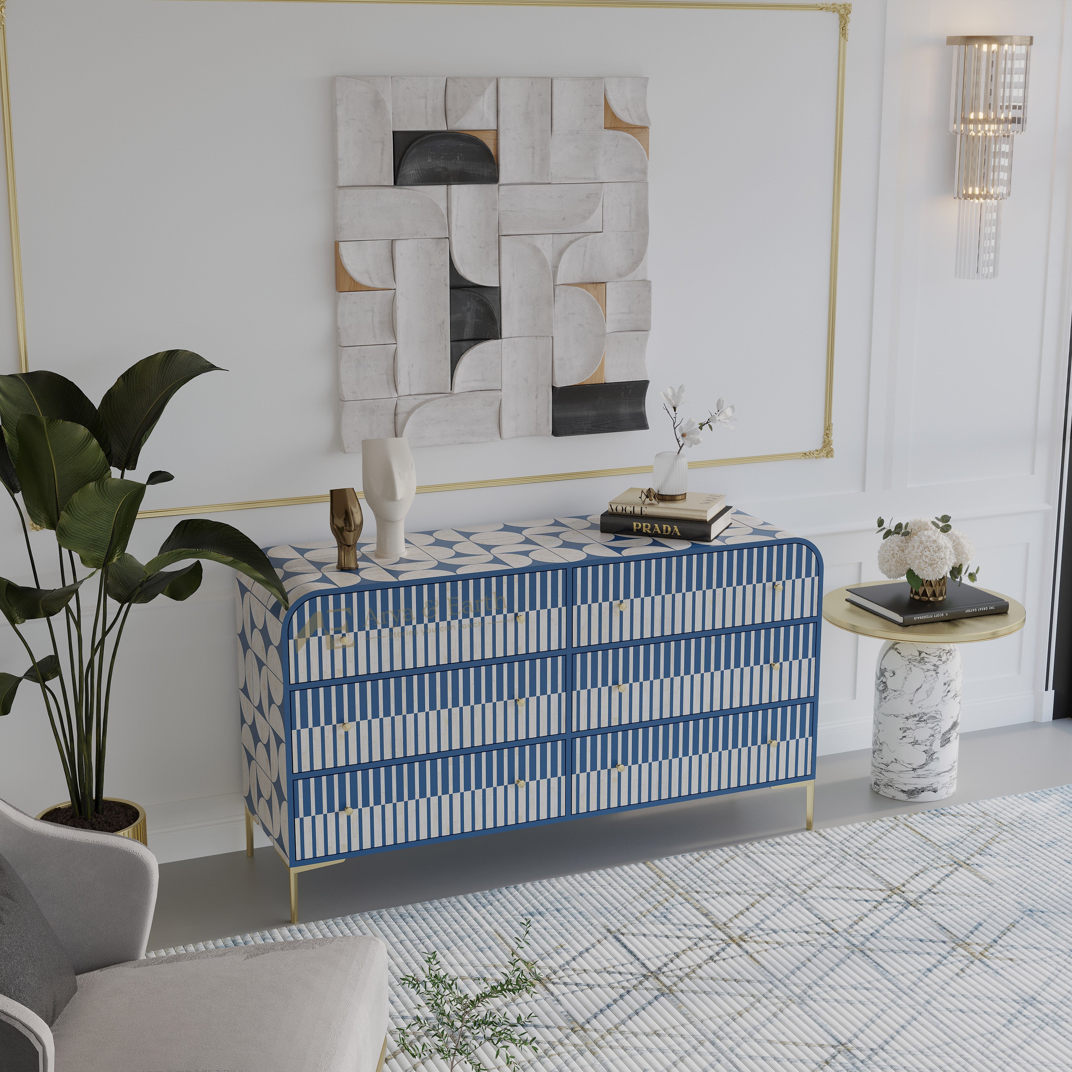Bone Inlay Chest of Drawers & Dressers