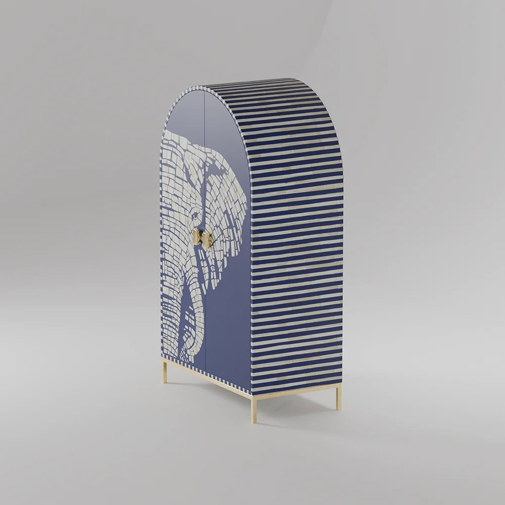 Mother of Pearl Elephant Bar Cabinet | Blue Sapphire