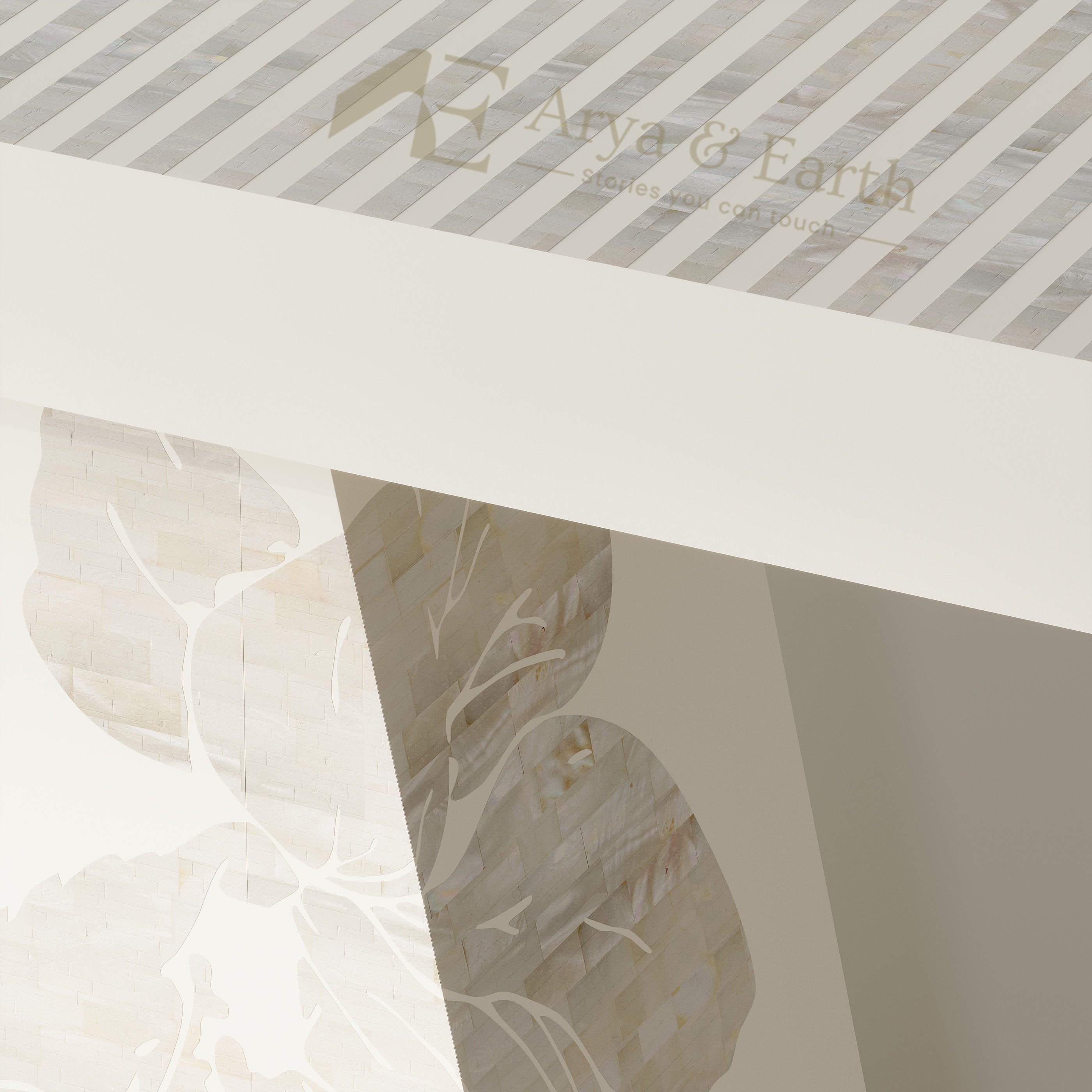 Mother Of Pearl Inlay Floral Handcrafted Console Table - Lunar Dust