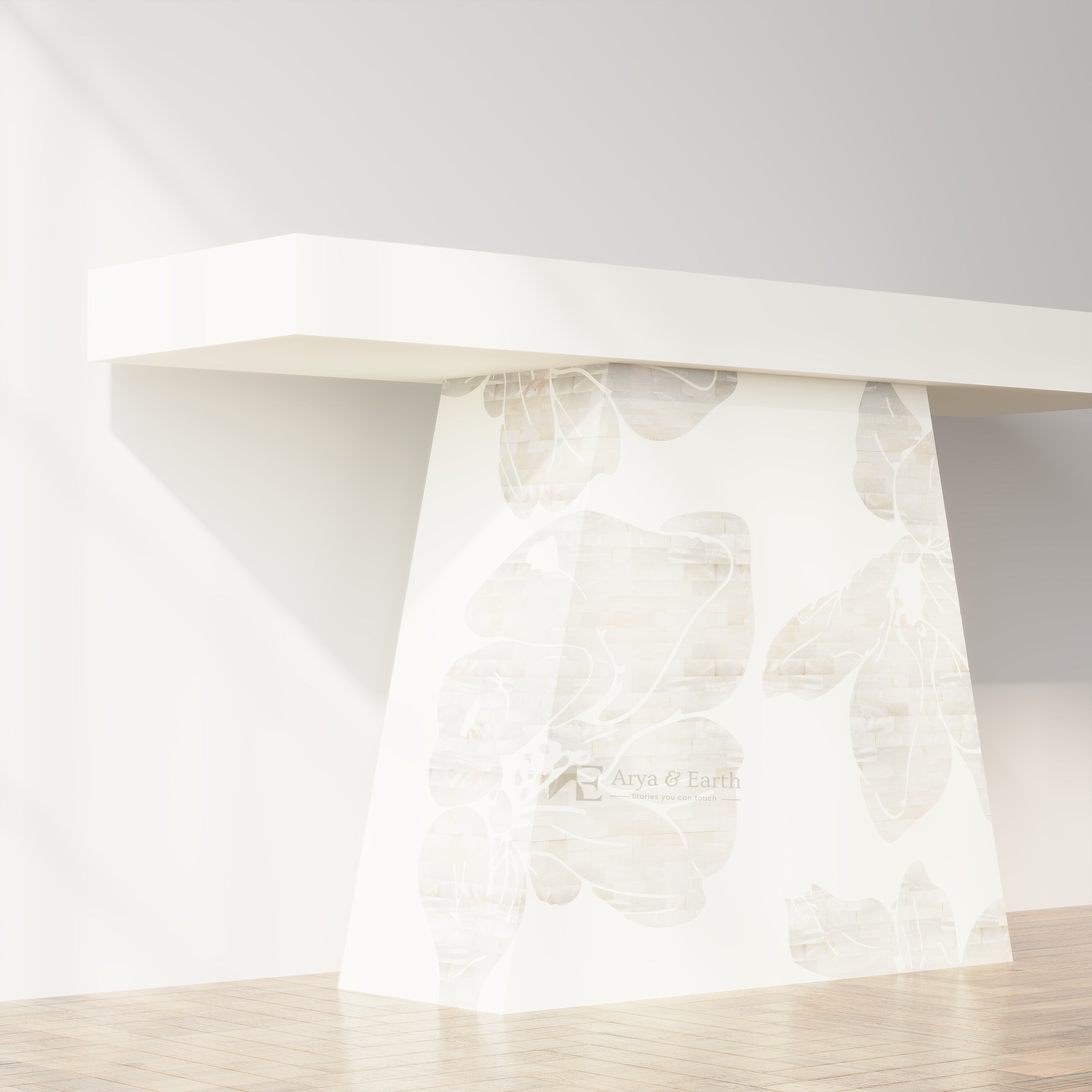 Mother Of Pearl Inlay Floral Handcrafted Console Table - Lunar Dust
