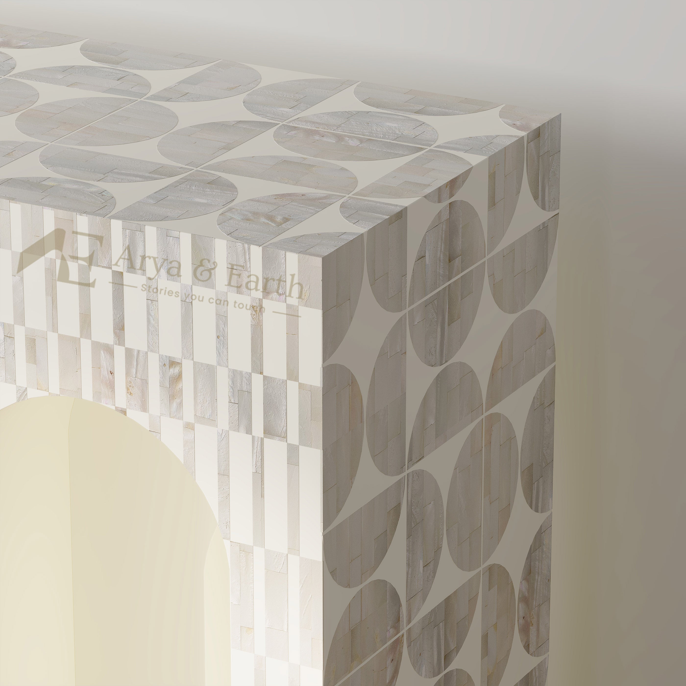 Close up of White mother of Pearl Design