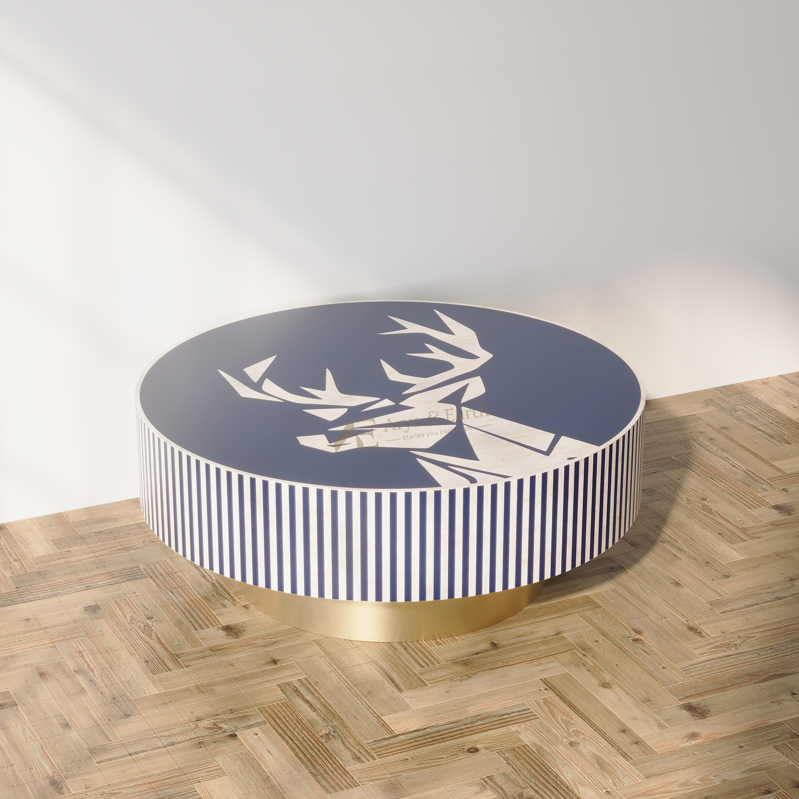 Bone Inlay Blue Coffee Table