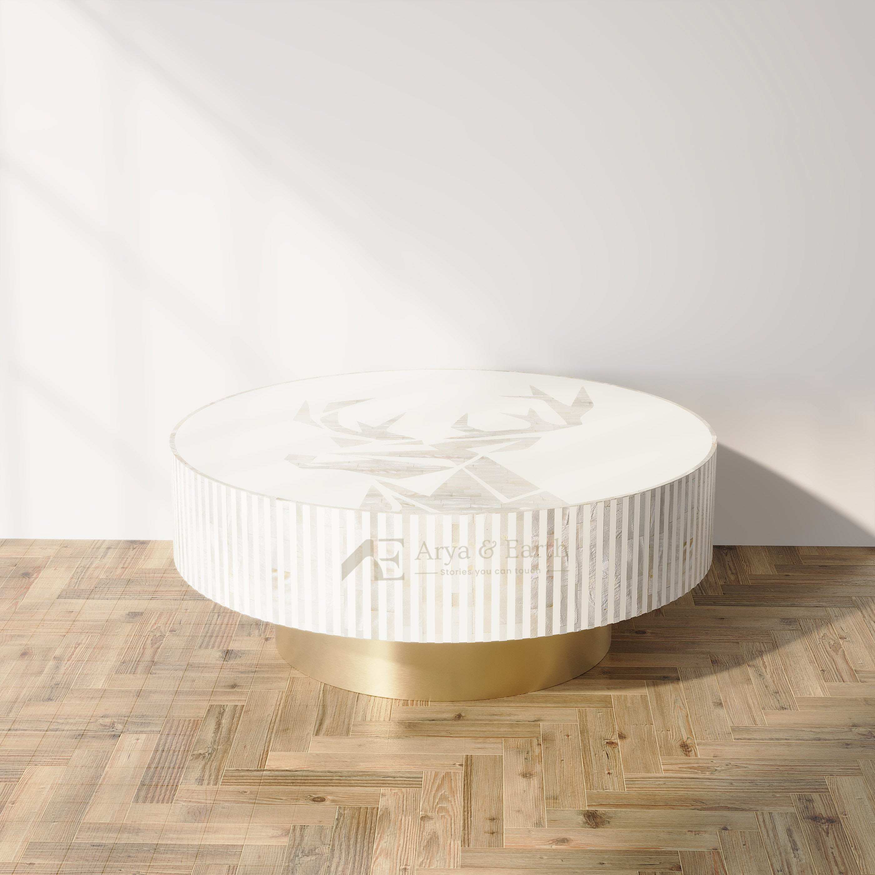 White Mother of Pearl Round coffee table
