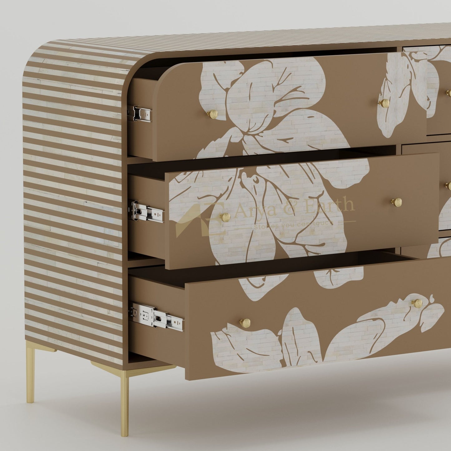 Aura Chest of Drawers - Bone Inlay - Havana Taupe - arya & earth