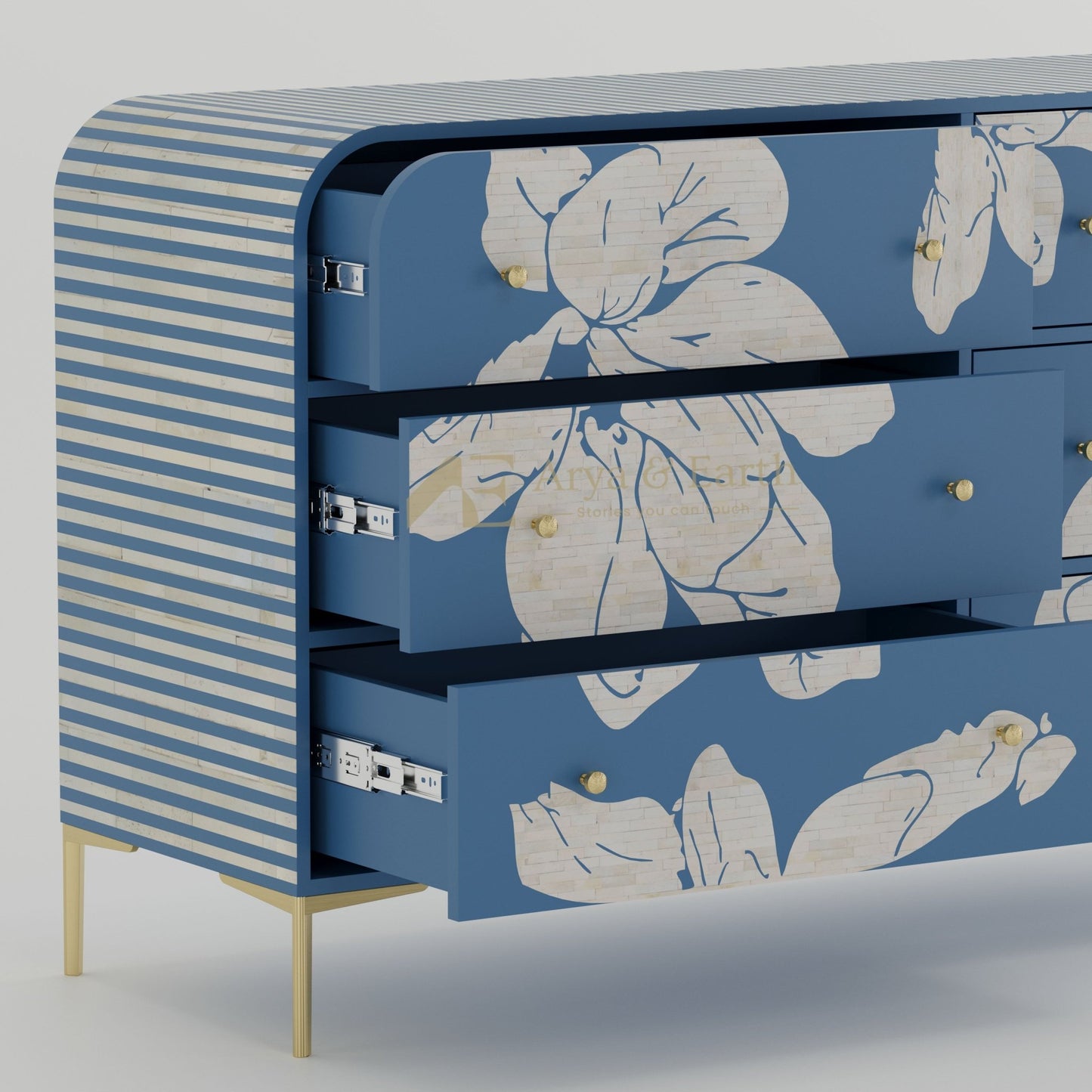 Aura Chest of Drawers - Mother of Pearl - Mystique Blue - arya & earth