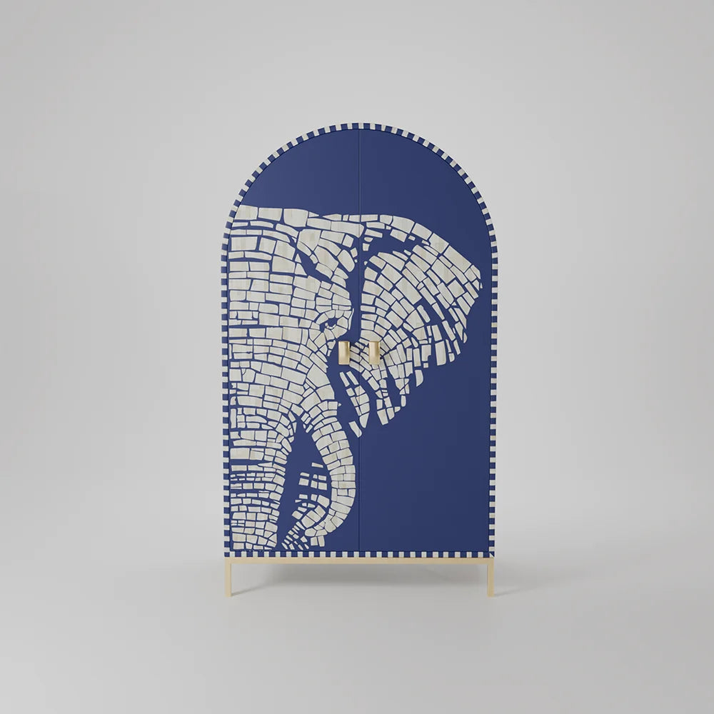 Mother of Pearl Elephant Bar Cabinet | Blue Sapphire