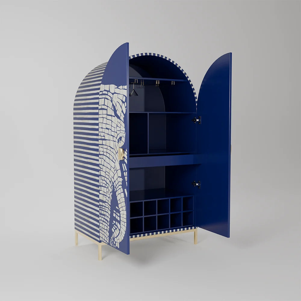 Mother of Pearl Elephant Bar Cabinet | Blue Sapphire