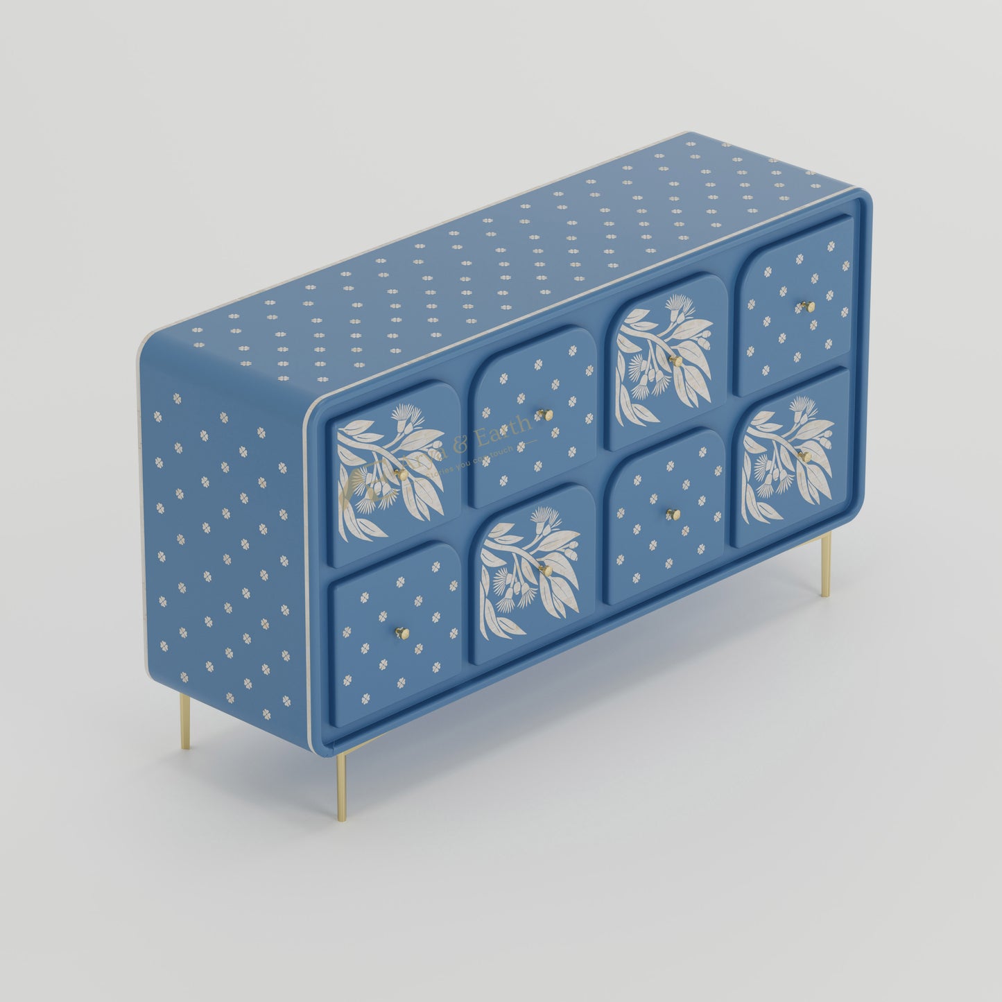 Australiana Chest of Drawers - Bone Inlay - Mystique Blue