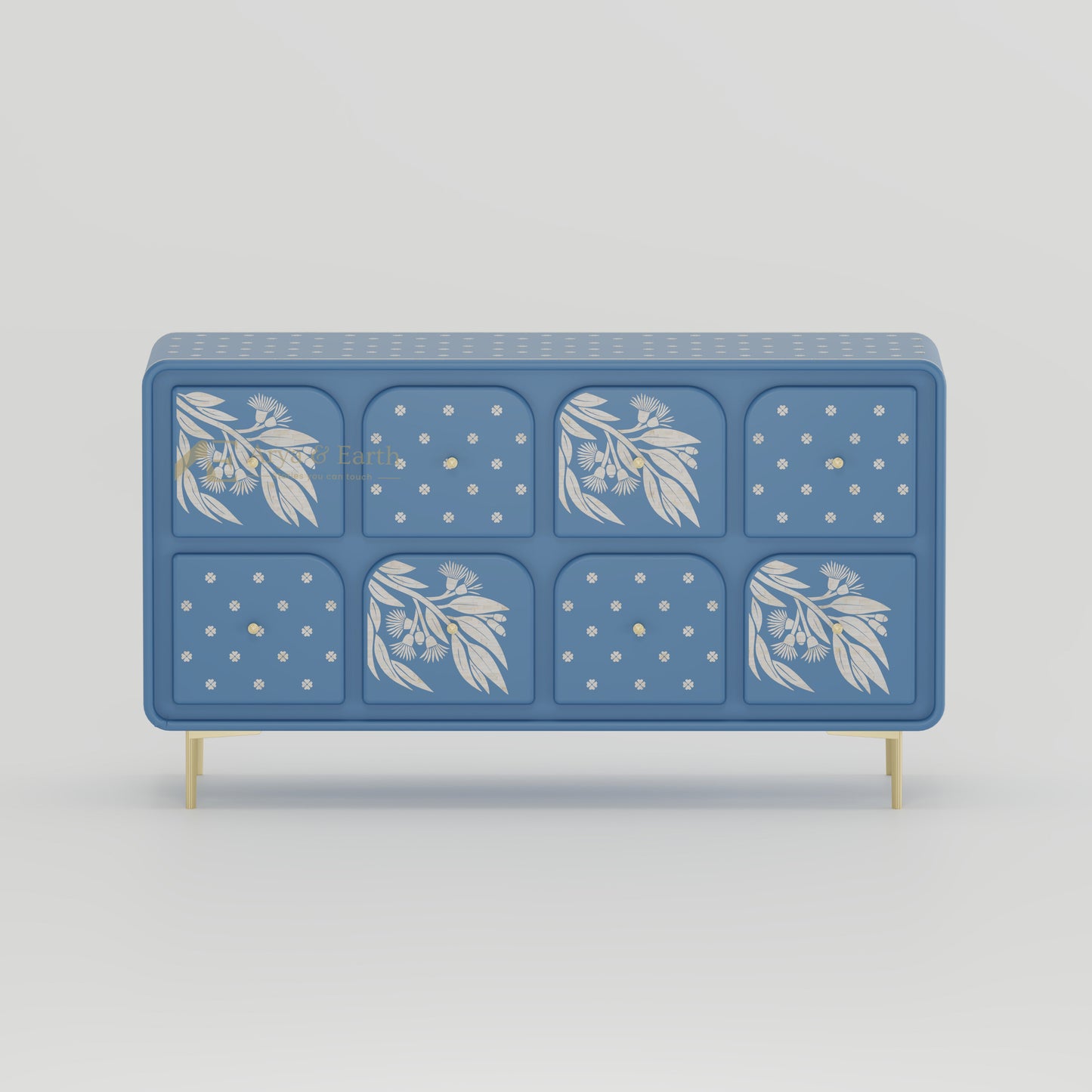 Australiana Chest of Drawers - Bone Inlay - Mystique Blue