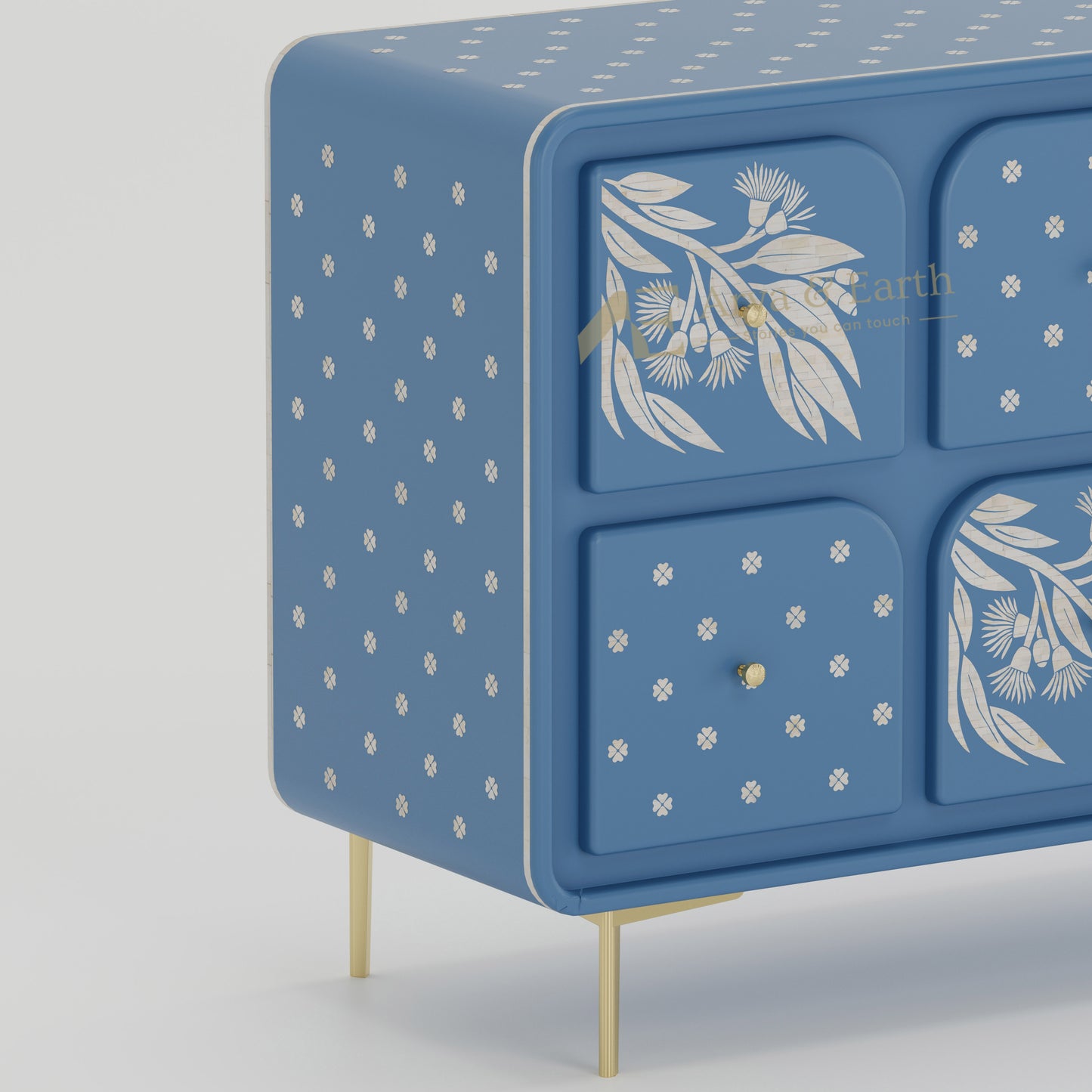 Australiana Chest of Drawers - Bone Inlay - Mystique Blue