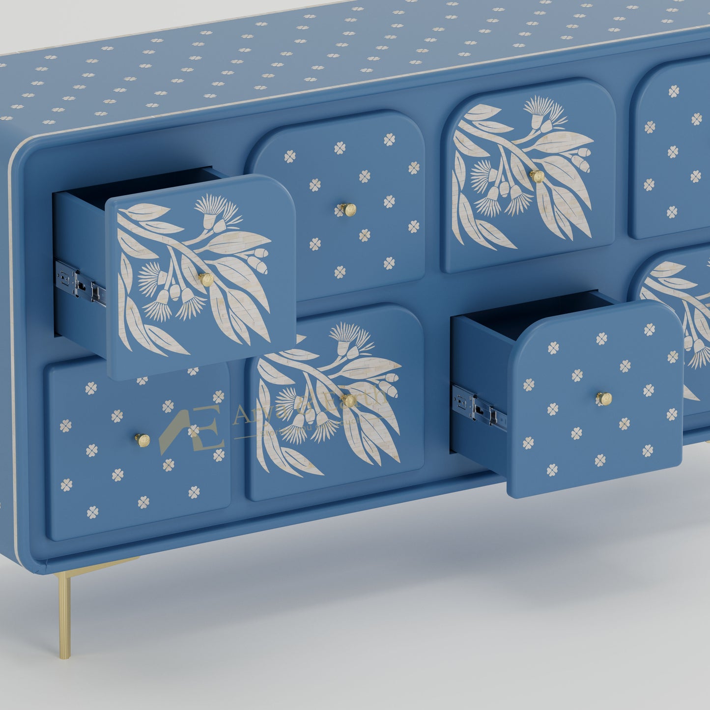 Australiana Chest of Drawers - Bone Inlay - Mystique Blue