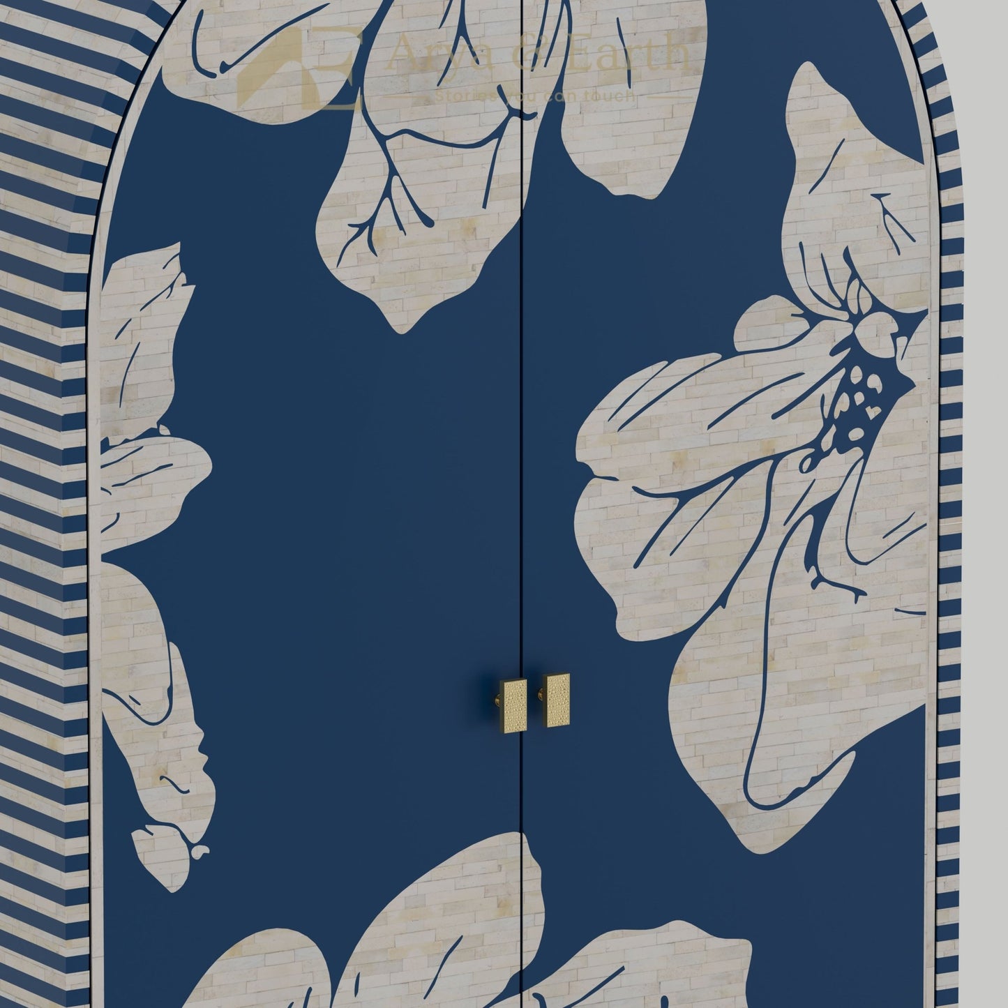 Aura Bar Cabinet - Bone Inlay - Blue Sapphire - arya & earth