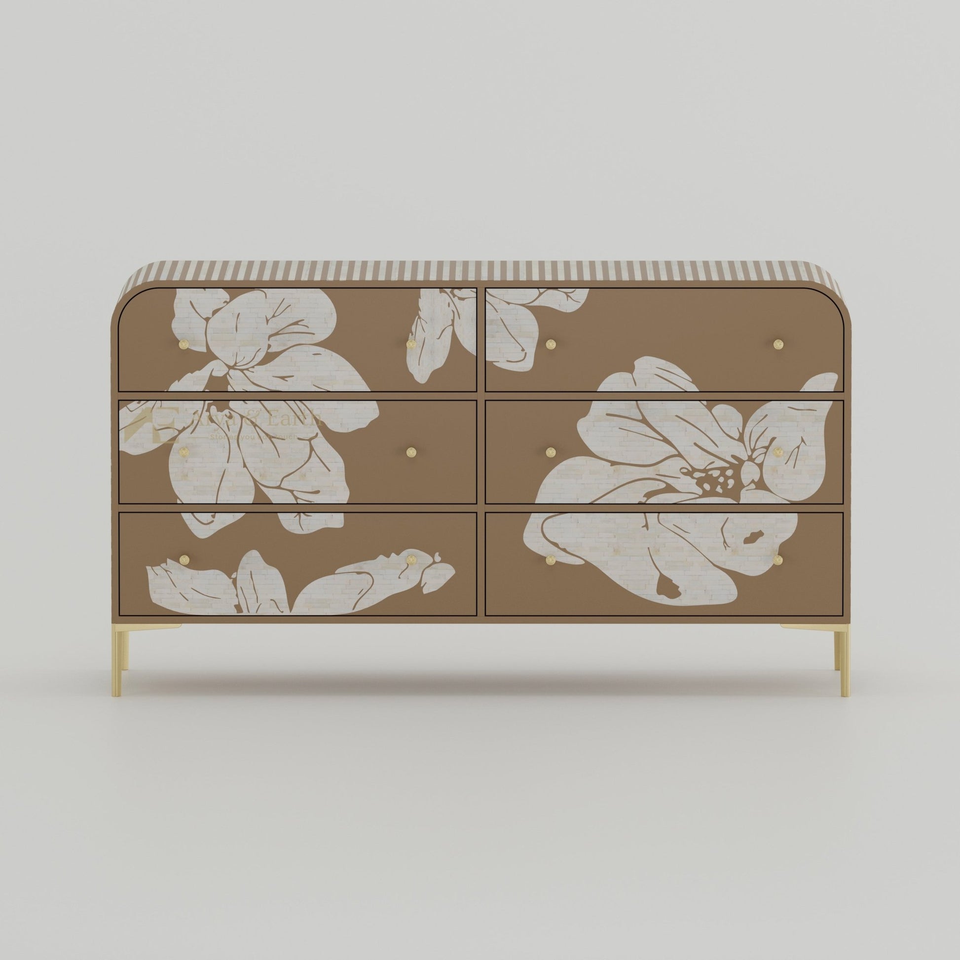 Aura Chest of Drawers - Bone Inlay - Havana Taupe - arya & earth
