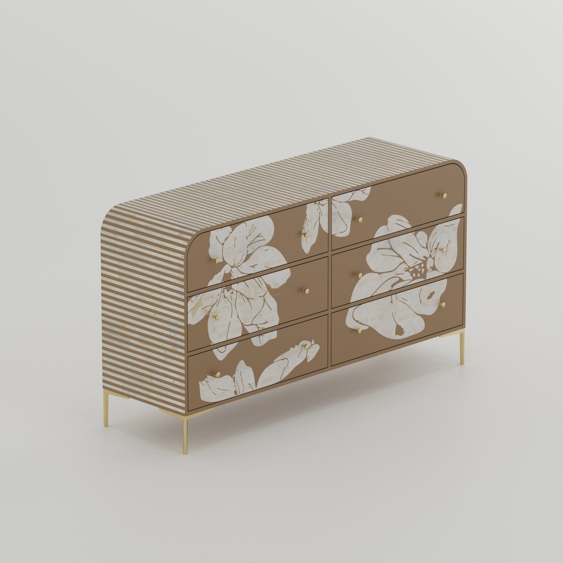 Aura Chest of Drawers - Bone Inlay - Havana Taupe - arya & earth