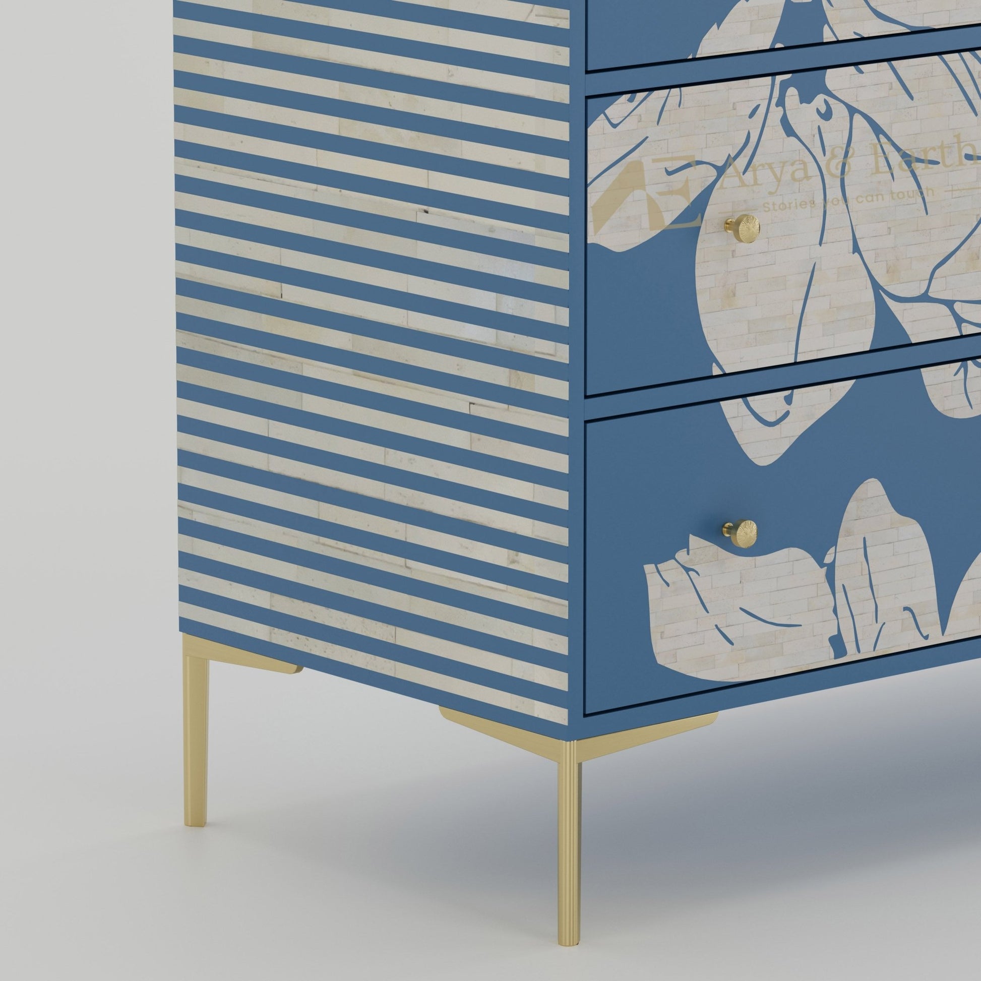 Aura Chest of Drawers - Mother of Pearl - Mystique Blue - arya & earth