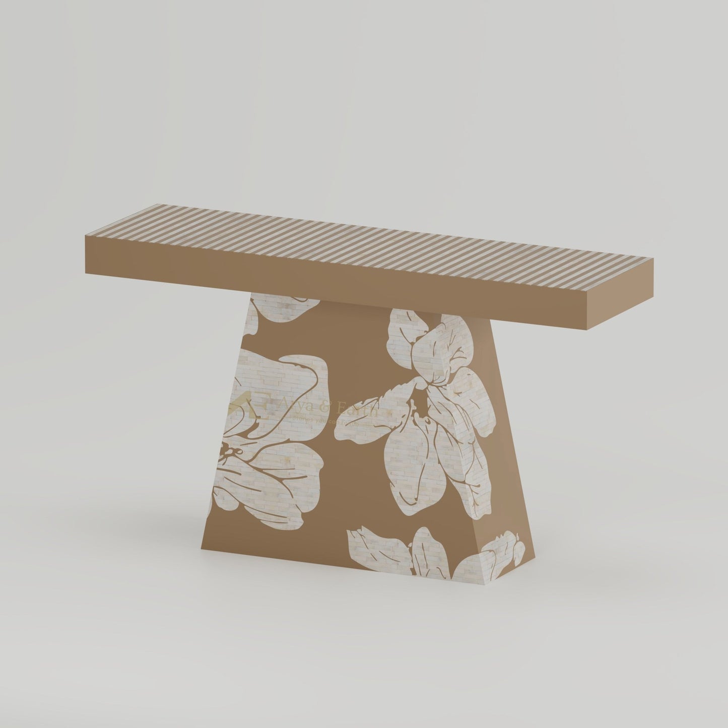 Aura Console Table - Bone Inlay - Havana Taupe - arya & earth