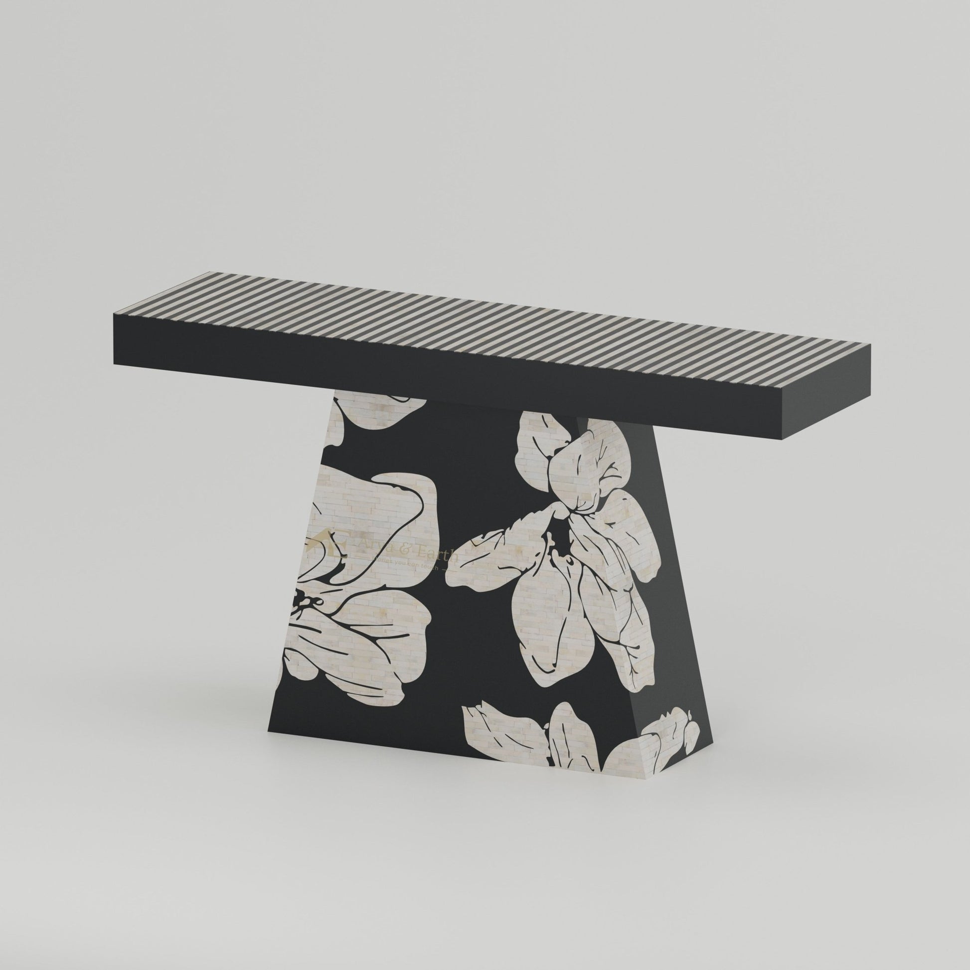 Aura Console Table - Bone Inlay - Onyx - arya & earth