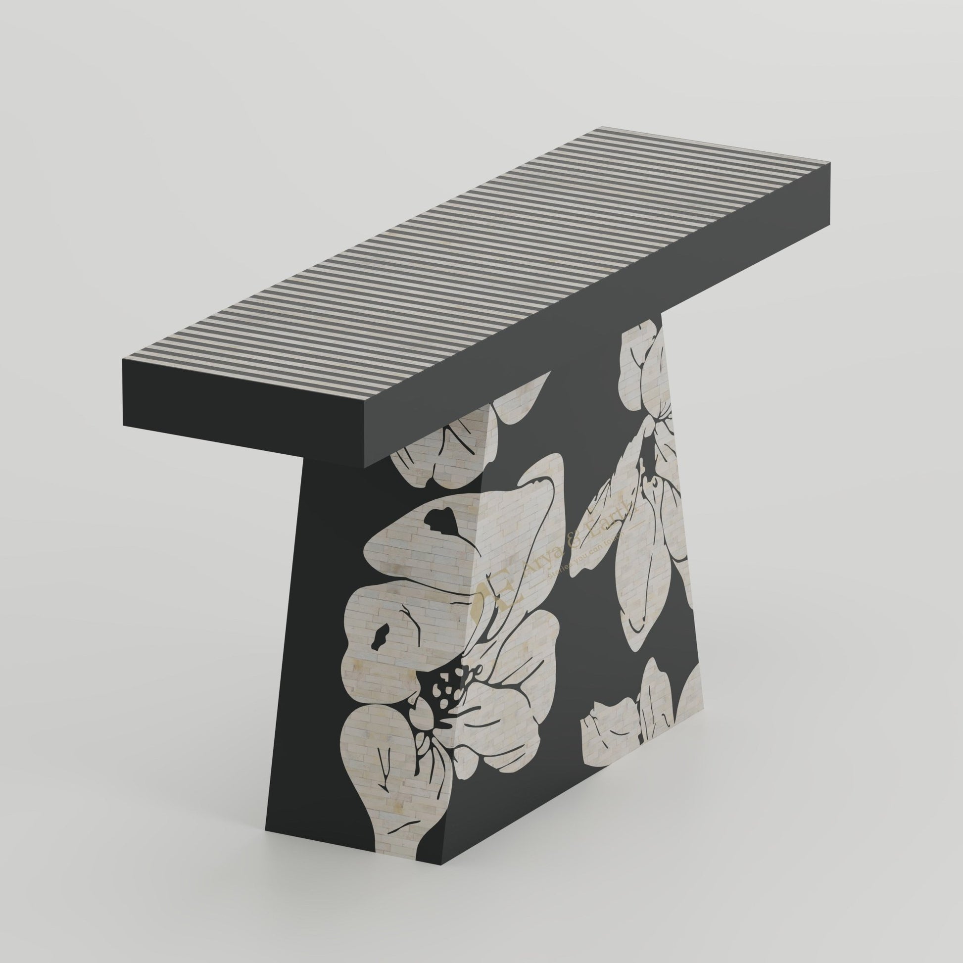 Aura Console Table - Bone Inlay - Onyx - arya & earth