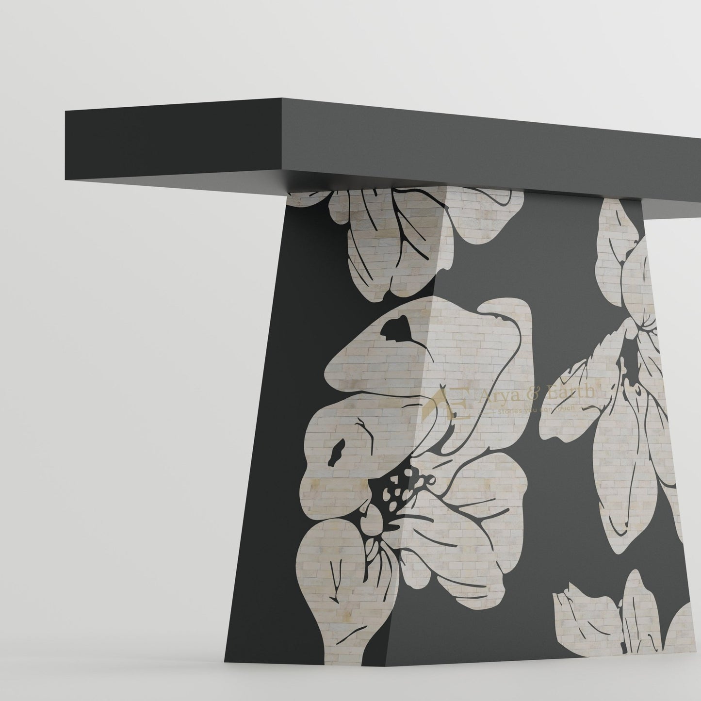 Aura Console Table - Bone Inlay - Onyx - arya & earth