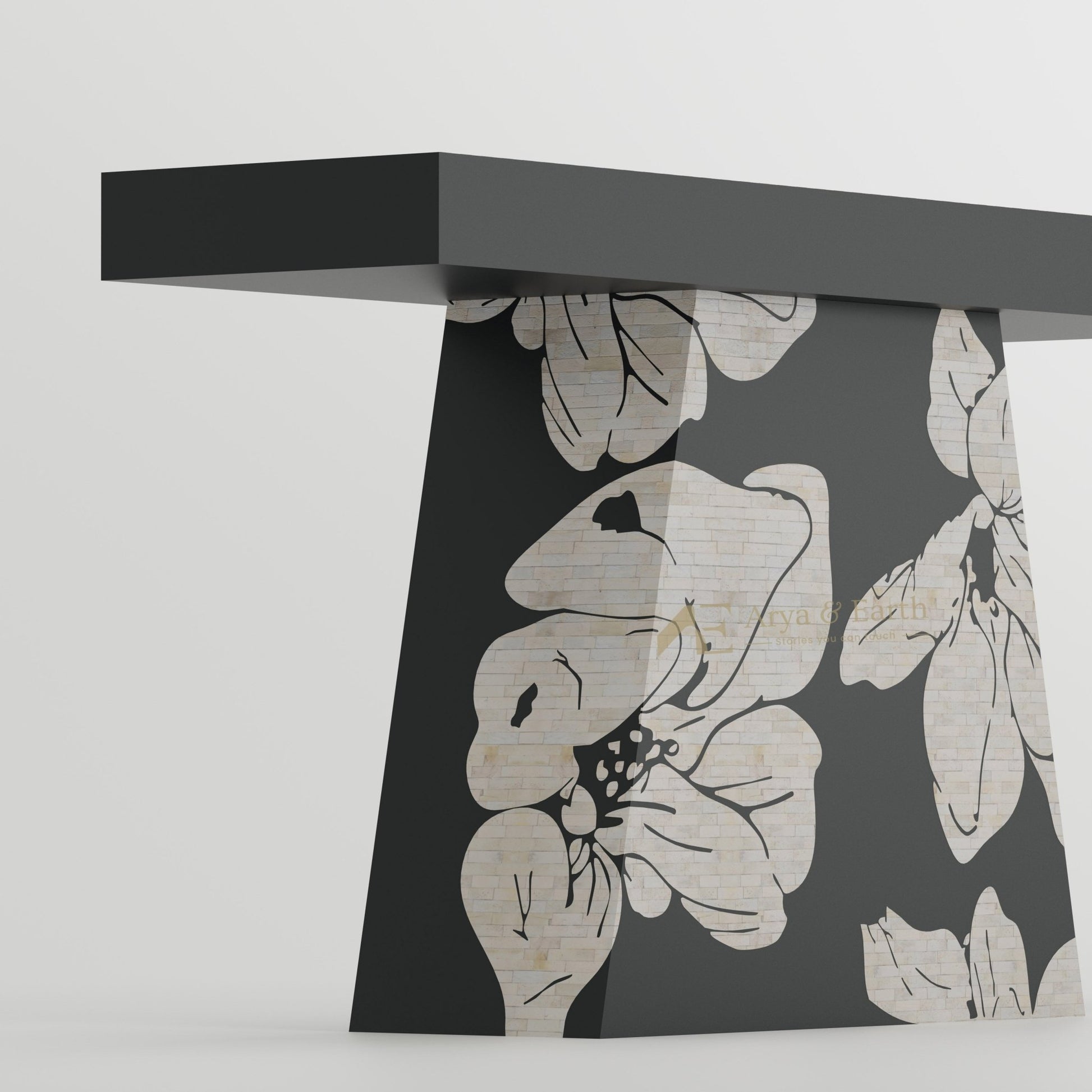 Aura Console Table - Bone Inlay - Onyx - arya & earth