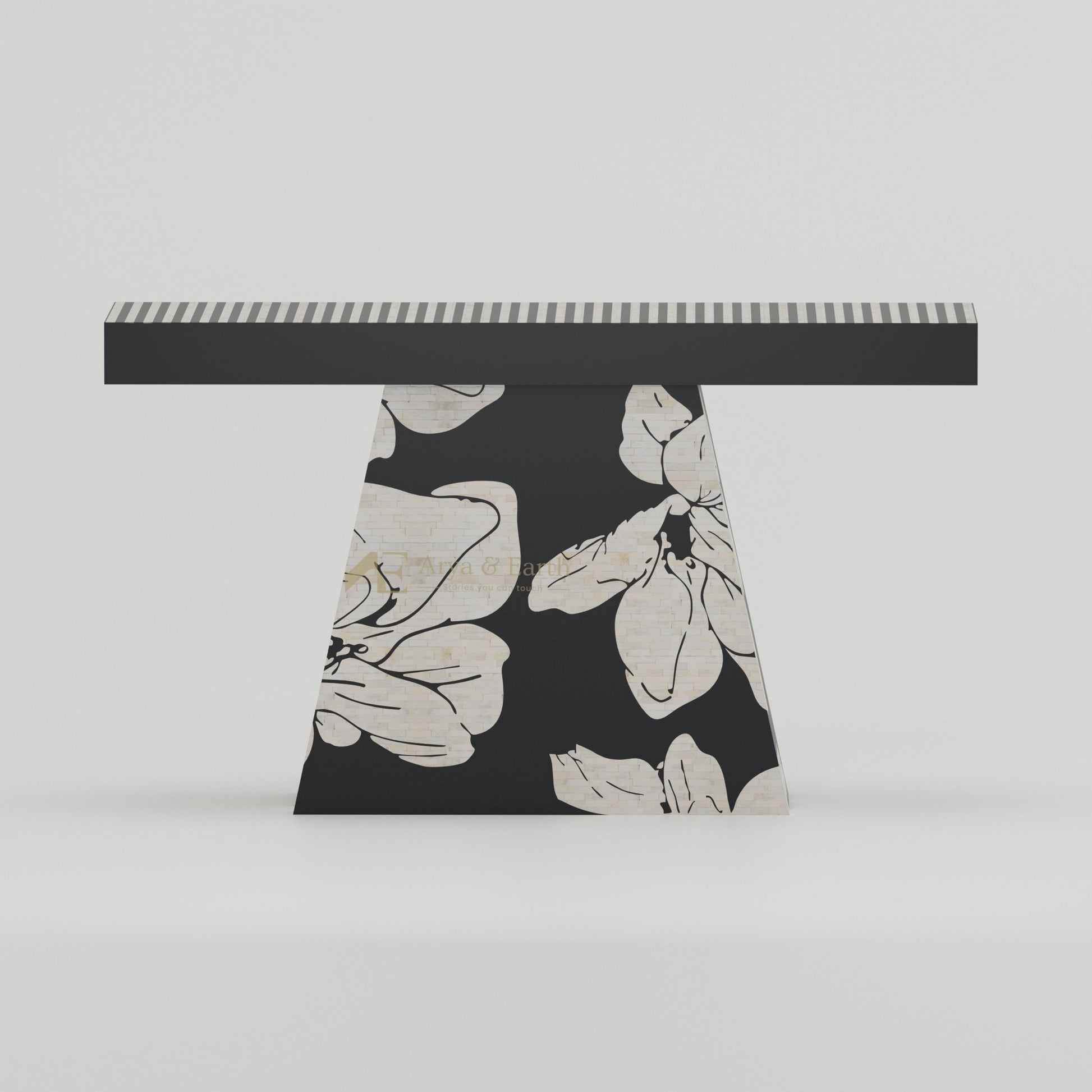 Aura Console Table - Bone Inlay - Onyx - arya & earth
