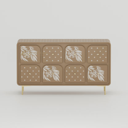 beige chest of drawers botanical design bone inlay