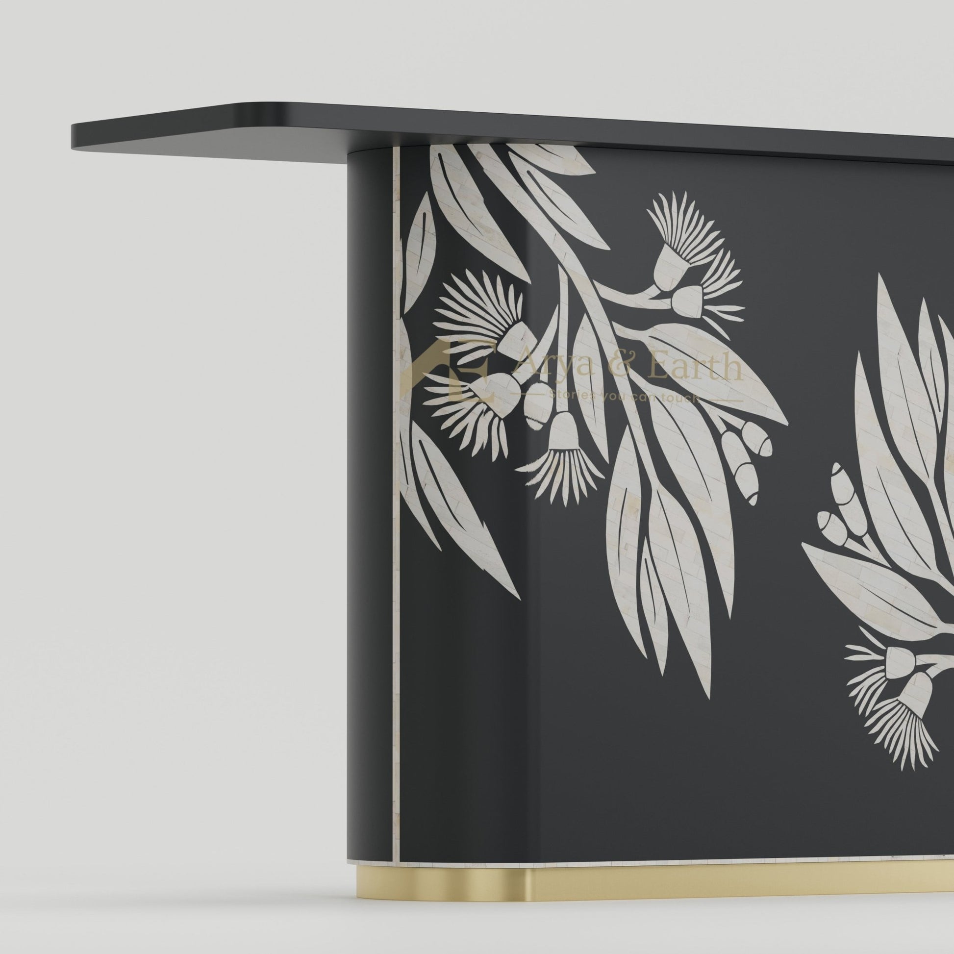 Australiana Console Table - Bone Inlay - Onyx - arya & earth