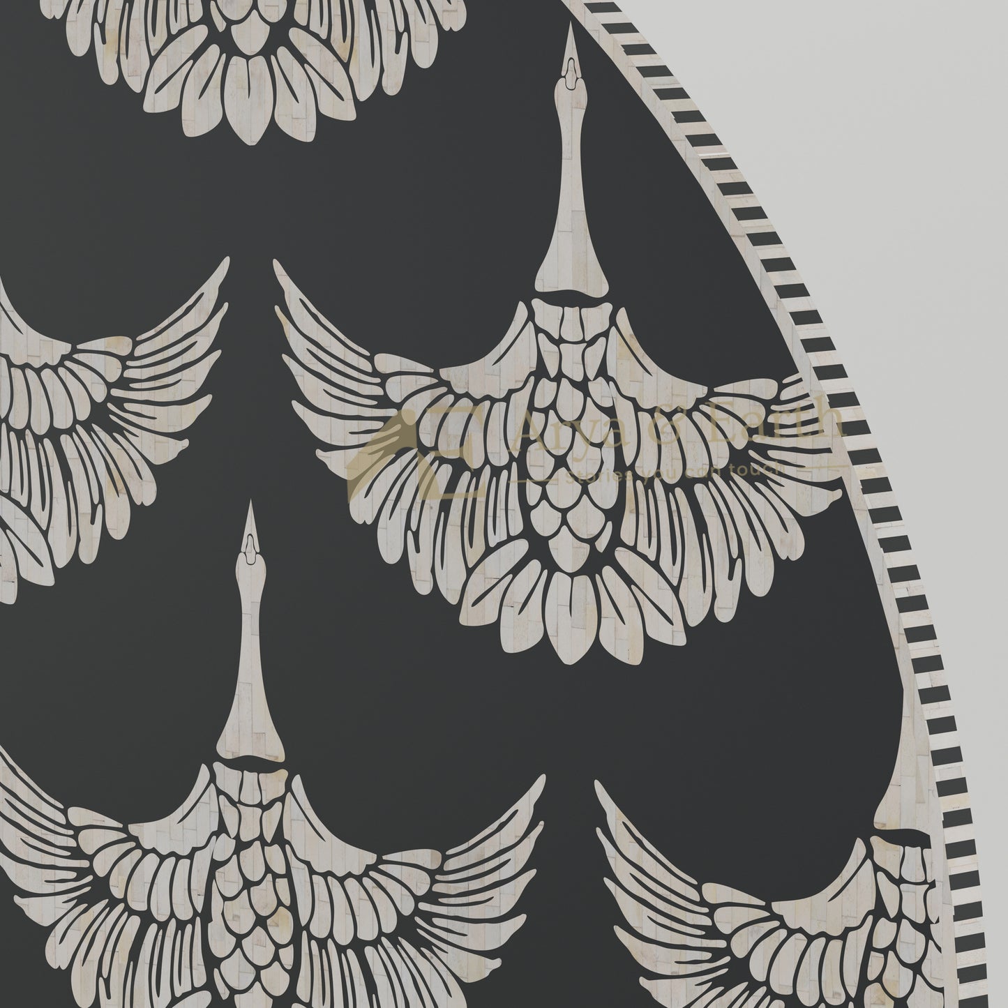 bone inlay phoenix pattern black