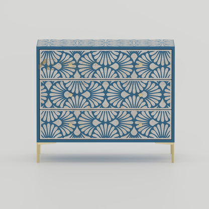 Blue bone inlay dresser with gold accents