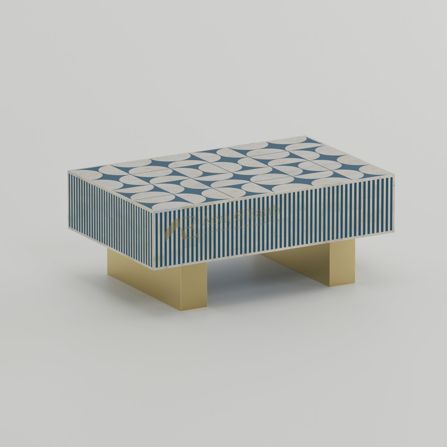 Coffee table with geometric pattern and gold base