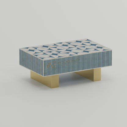 Coffee table with geometric pattern and gold base