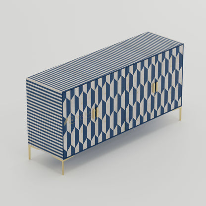 top view bone inlay blue and white cabinet