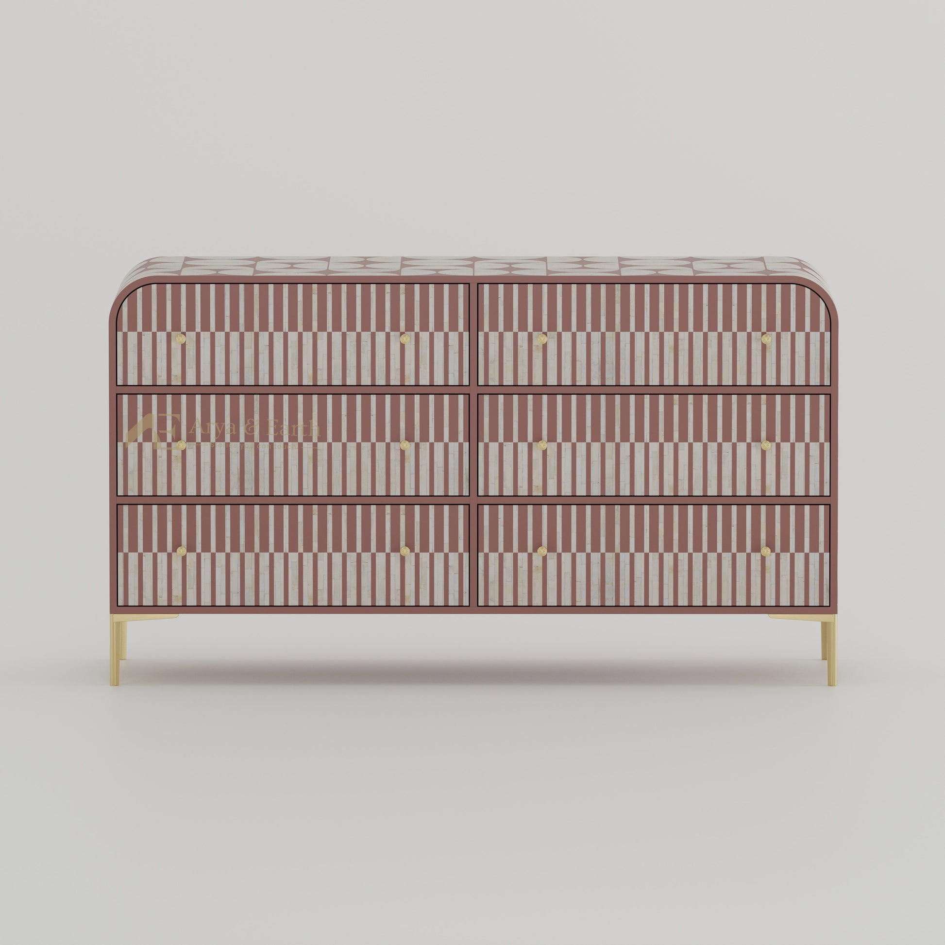 terracotta stripe chest of drawers