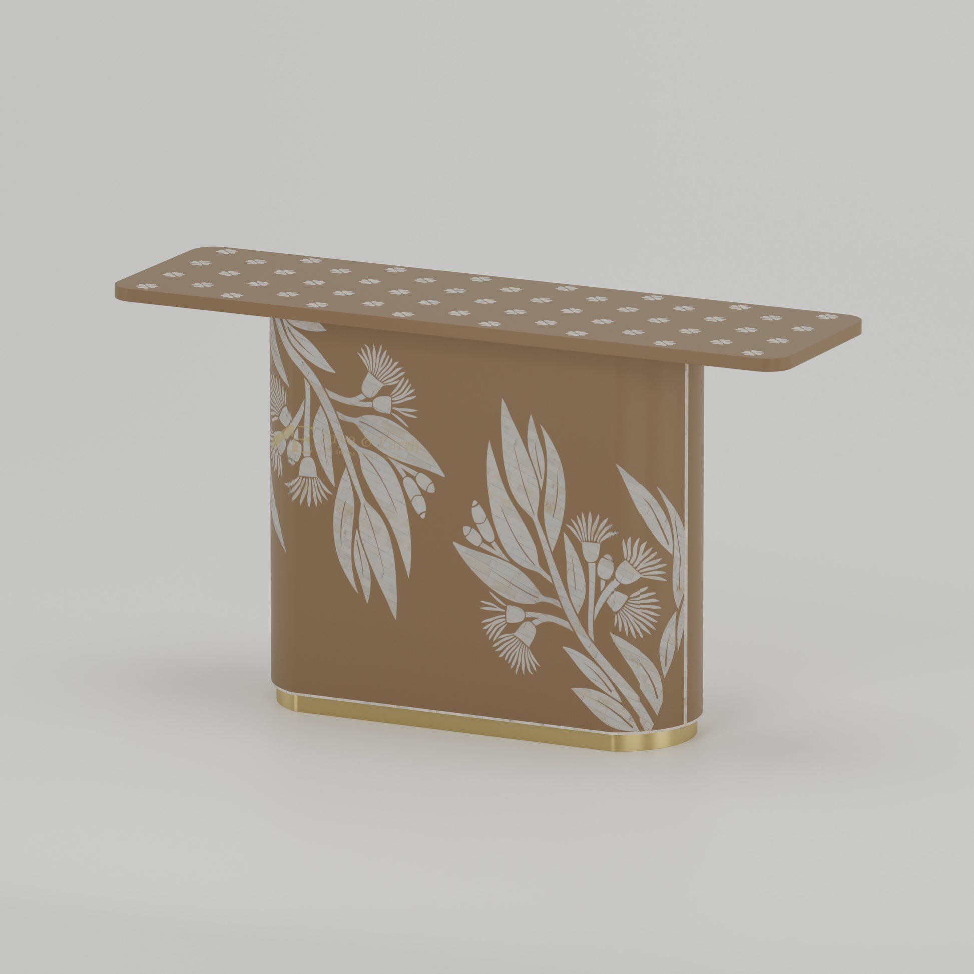 Bone inlay beige hallway table botanical design