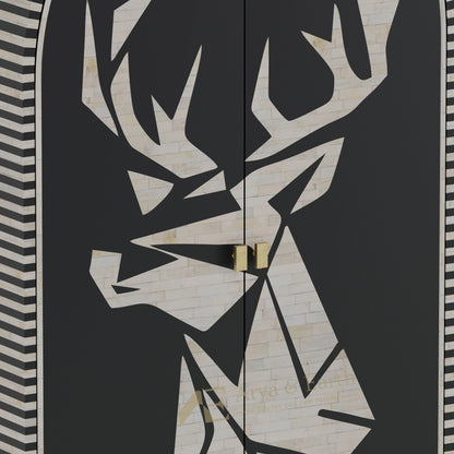 Gold accents on a black bone inlay cabinet