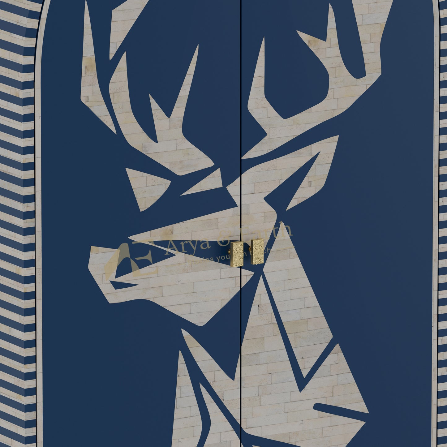 blue bar cabinet bone inlay details