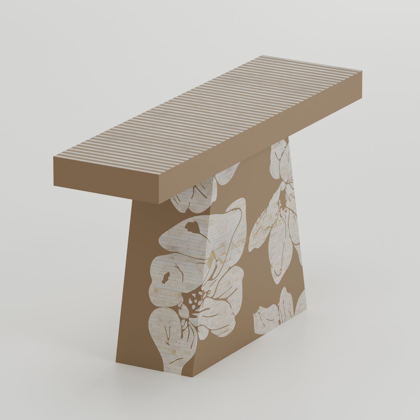 top view console table floral and stripe design