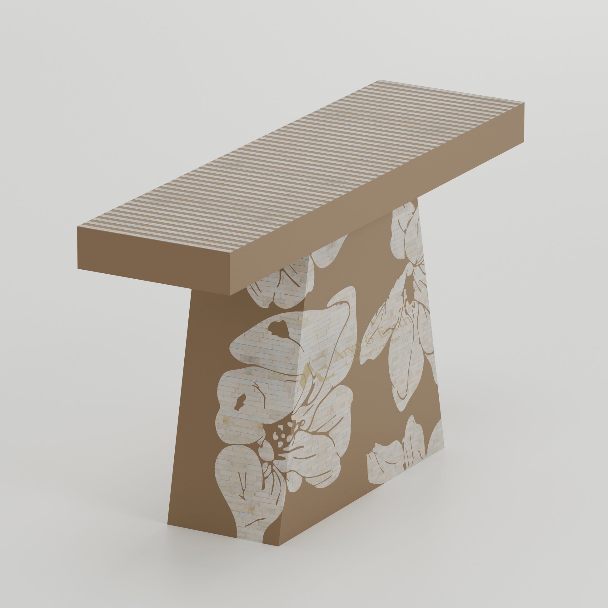 top view console table floral and stripe design