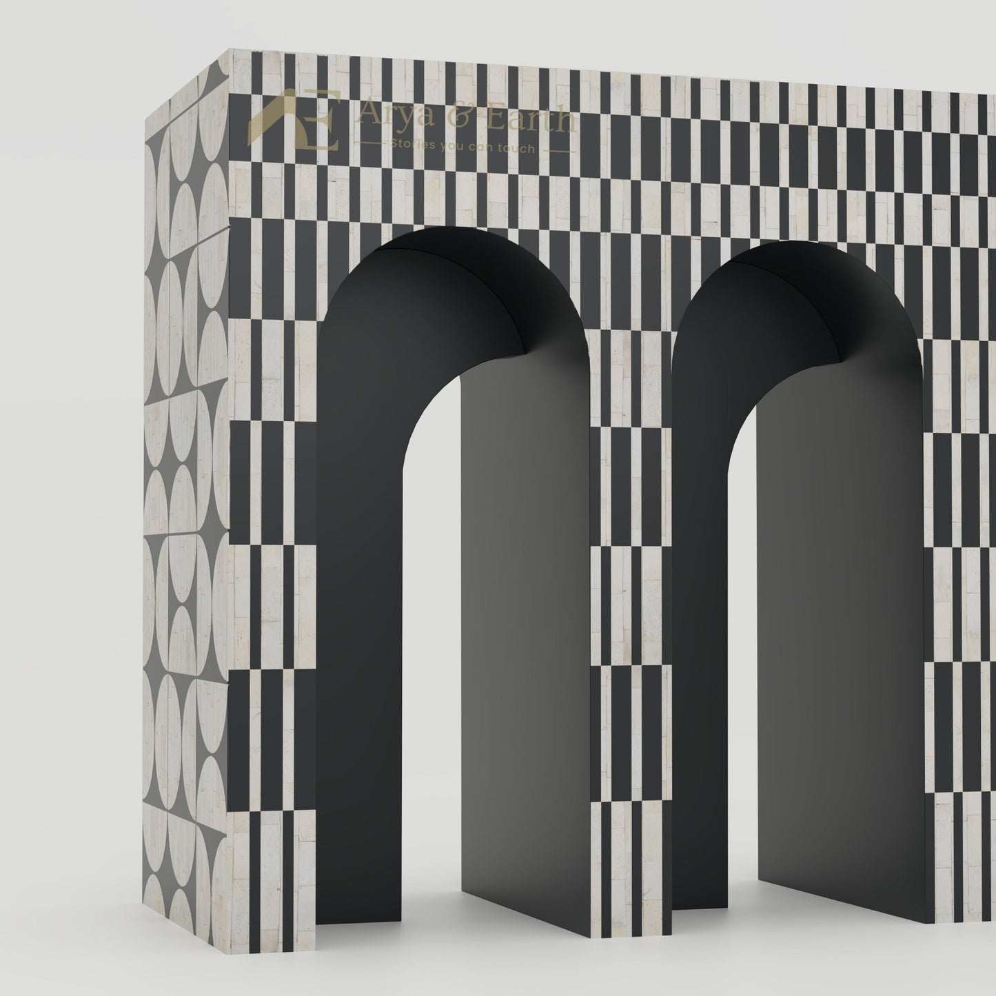 Gatsby Arch Console Table - Bone Inlay - Onyx - arya & earth