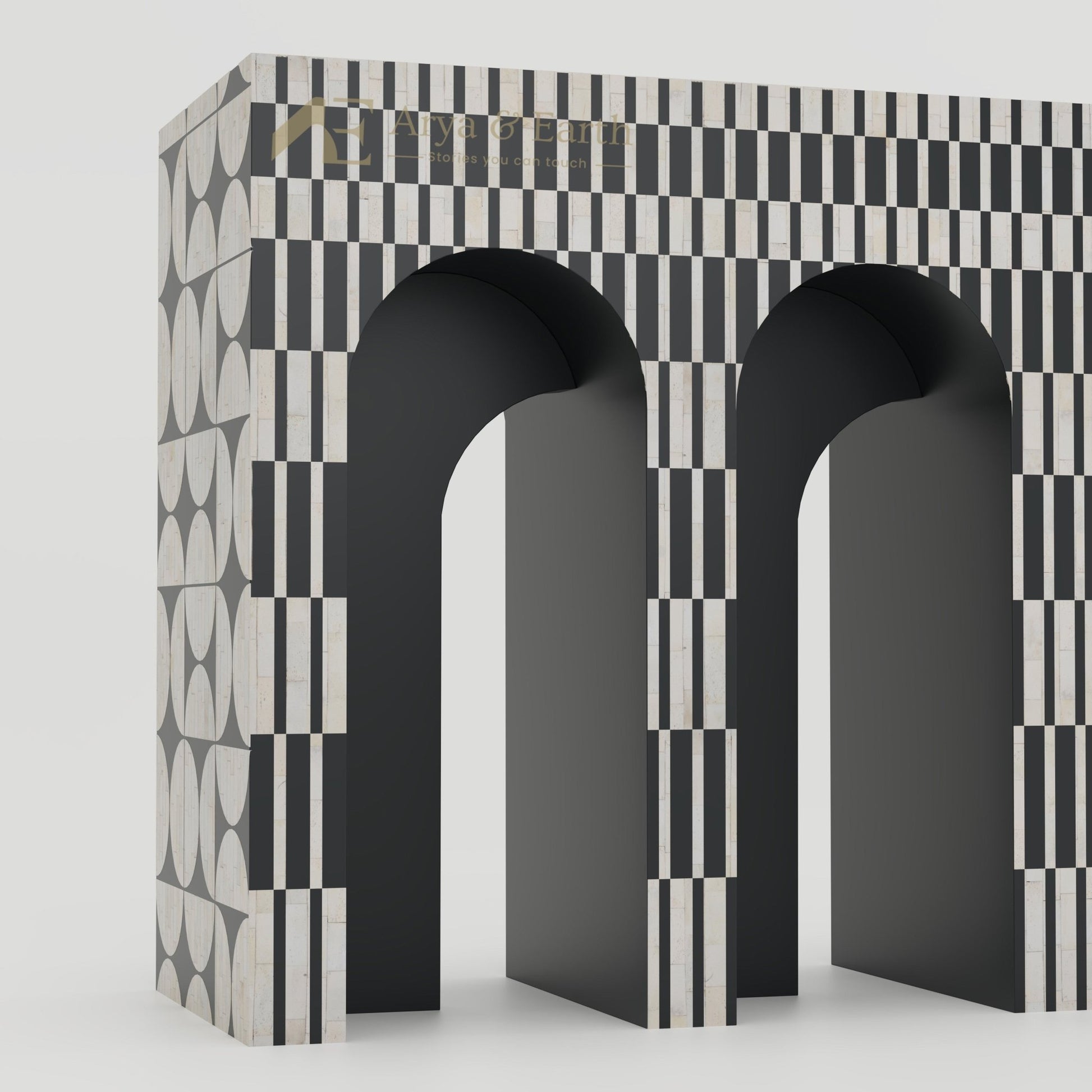 Gatsby Arch Console Table - Bone Inlay - Onyx - arya & earth