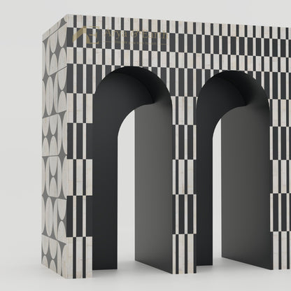 Gatsby Arch Console Table - Bone Inlay - Onyx - arya & earth