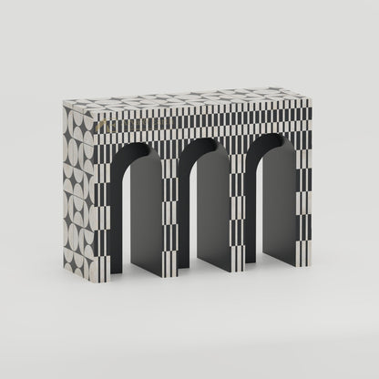 Gatsby Arch Console Table - Bone Inlay - Onyx - arya & earth