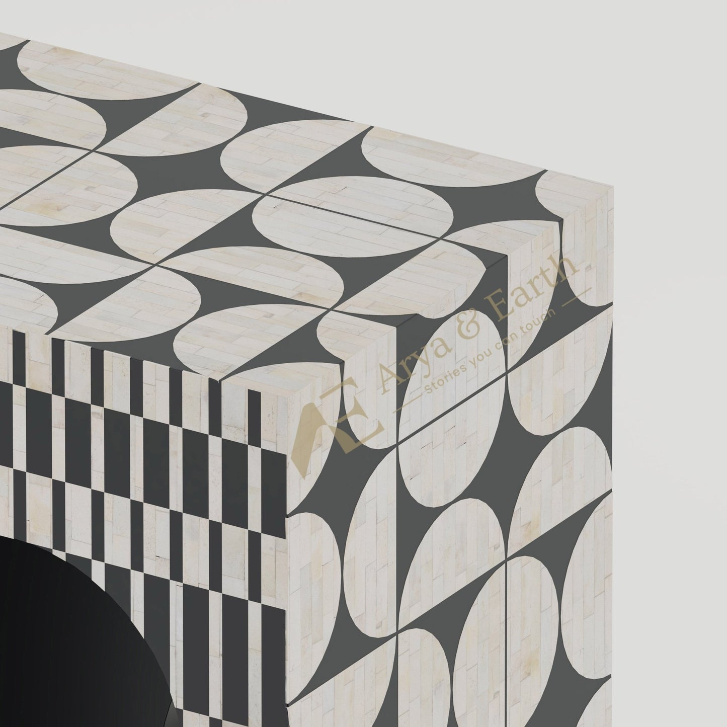 Gatsby Arch Console Table - Bone Inlay - Onyx - arya & earth