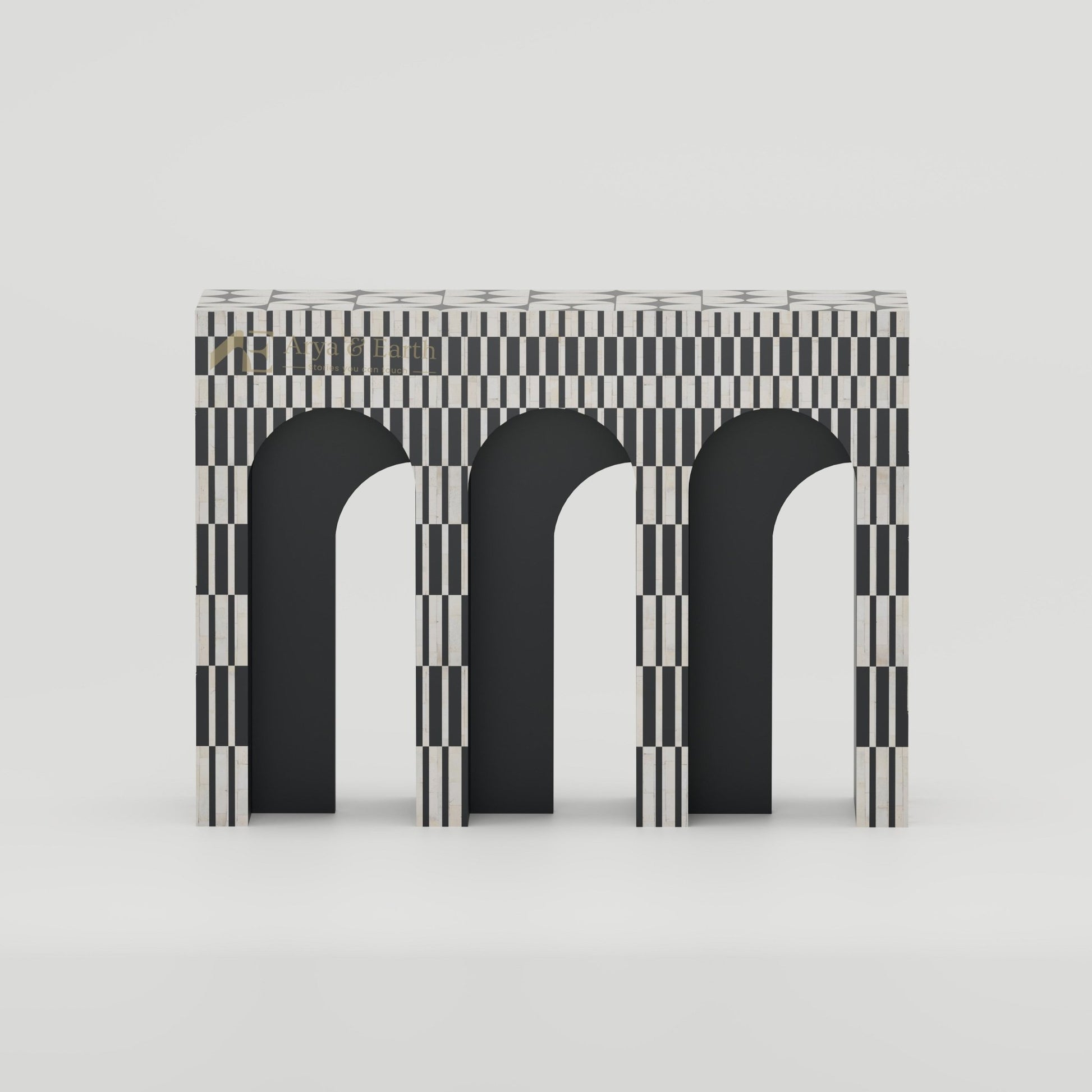 Gatsby Arch Console Table - Bone Inlay - Onyx - arya & earth