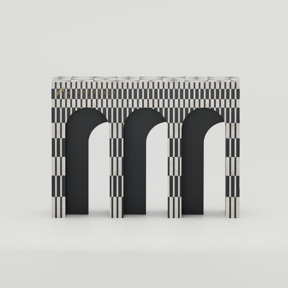 Gatsby Arch Console Table - Bone Inlay - Onyx - arya & earth