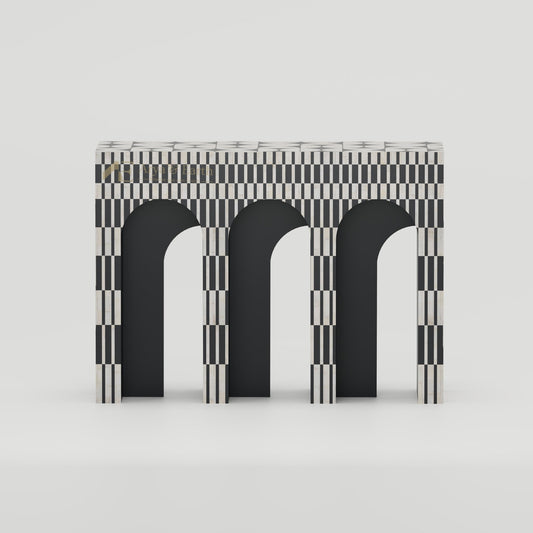 Gatsby Arch Console Table - Bone Inlay - Onyx - arya & earth