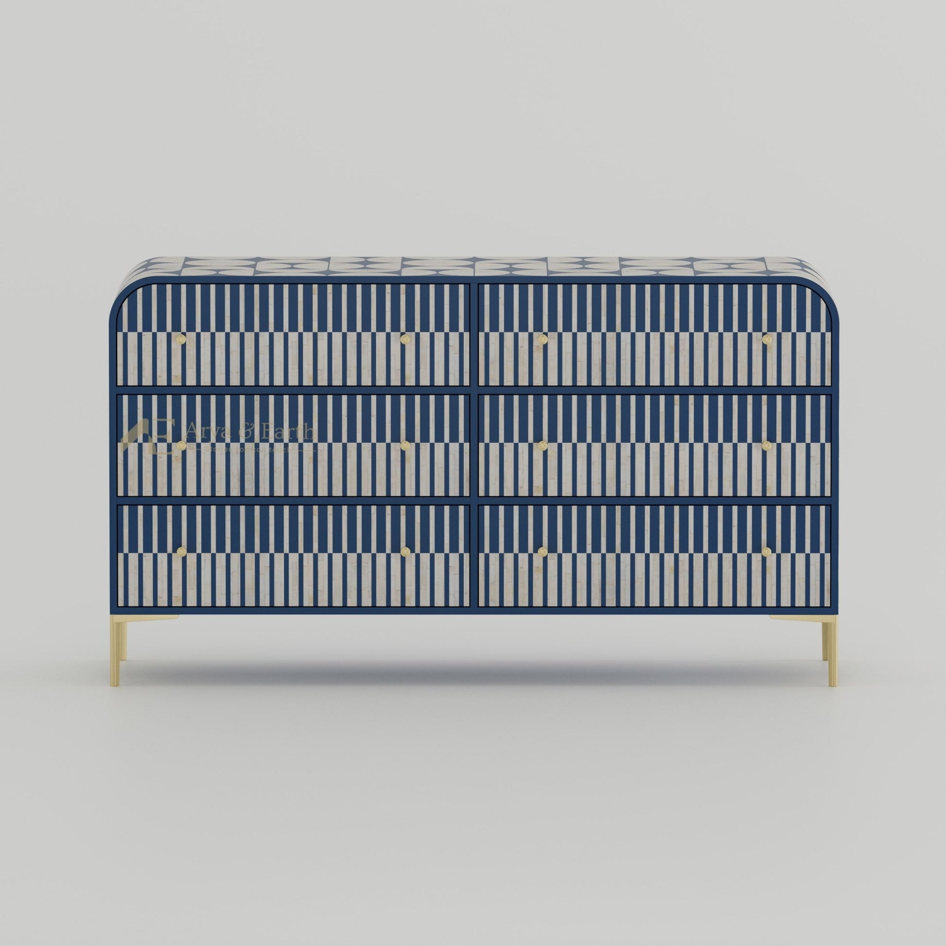 Gatsby Chest of Drawers - Bone Inlay - Blue Sapphire - arya & earth