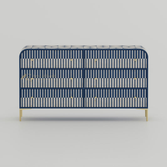 Gatsby Chest of Drawers - Bone Inlay - Blue Sapphire - arya & earth