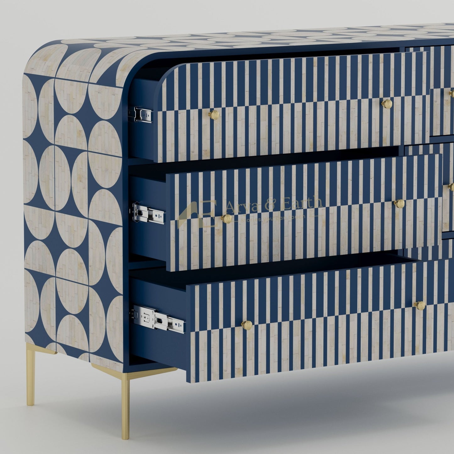 Gatsby Chest of Drawers - Bone Inlay - Blue Sapphire - arya & earth