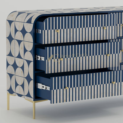 Gatsby Chest of Drawers - Bone Inlay - Blue Sapphire - arya & earth